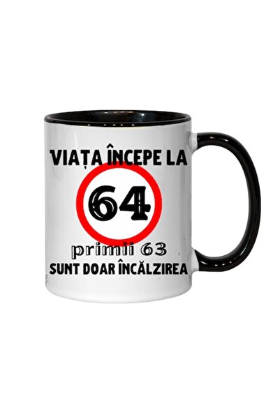 T&M Personalizare Cană personalizată - Viața începe la 64 de ani, interior ne...