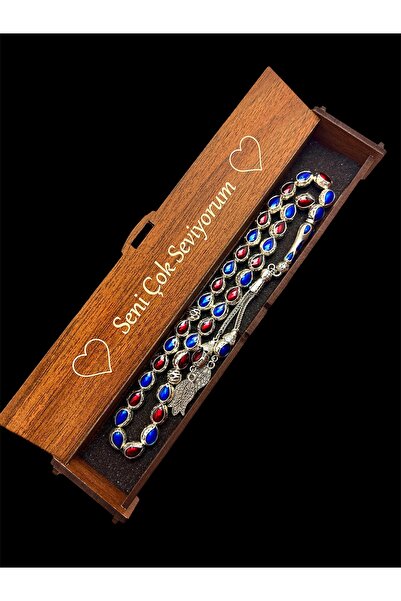 KANUNİ TESBİH Rozariu cu design special, albastru burgundă, rozariu din metal...