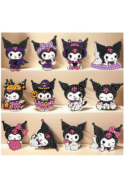 ŞAN ART DESİGN KUROMİ STİCKER 12 ADET 5D ELMAS MOZAİK PUZZLE SETİ 5*5.1cm