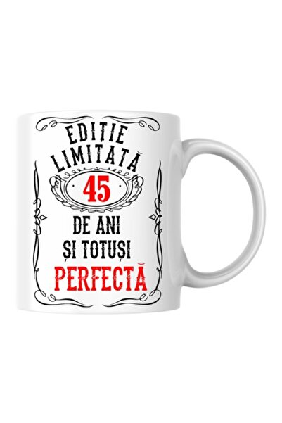 T&M Personalizare Cană personalizată - Ediție limitată 45 de ani, albă, 330 ml