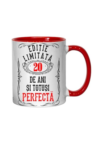 T&M Personalizare Personalized Mug - Limited Edition, 20 Years and Perfect, Red, 330ml