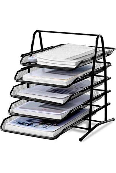 SKY TOUCH SKY-TOUCH 5 Tier Paper Tray: Desktop Organizer File Storage with Sliding Tray Stackable File Rack Me