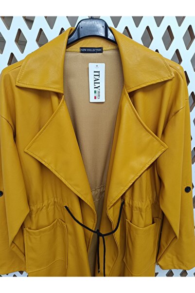 vela İtalyan Deri Görünümlü Trençkot