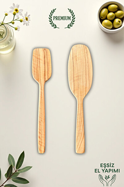 Ulgenex 2’li Zeytin Ağacı Tahta Spatula Seti – 30,5 cm & 28 cm Doğal El Yapımı