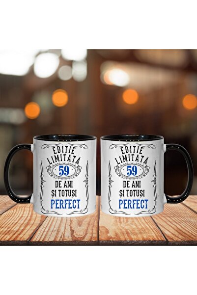 T&M Personalizare Cană personalizată - Ediție limitată 59 de ani și perfectă, interior negru, 330 ml