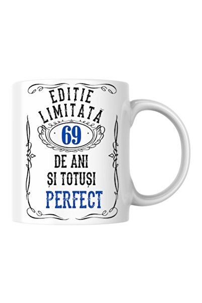 T&M Personalizare Cană personalizată - Ediție limitată „69 de ani și perfect”, albă, 330 ml