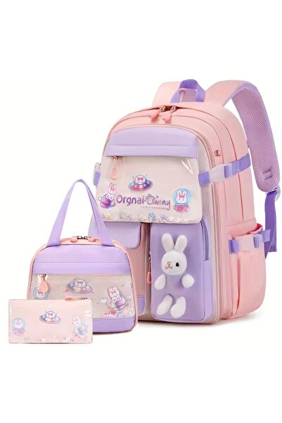 QUEVİLİY Kore Tarzı Okul Çantası Seti -Kalemlik Beslenme ve okul çantası aksesuarlı