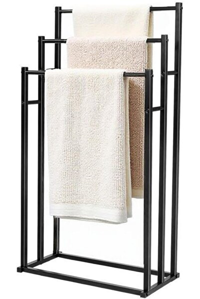 Generic SKY-TOUCH 3-Tier Metal Freestanding Towel Rack (86 x 44 x 21 cm, Black)