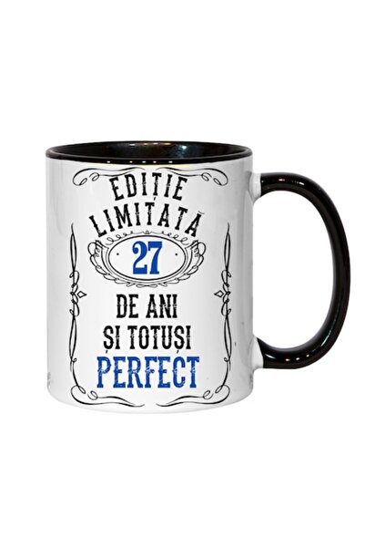 T&M Personalizare Cană personalizată - Ediție limitată 27 de ani și perfectă, neagră, 330 ml