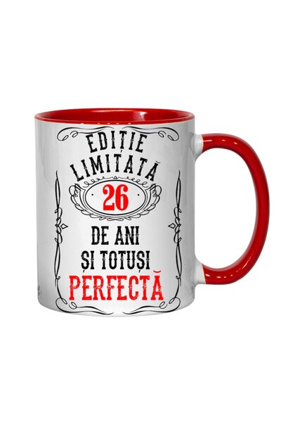 T&M Personalizare Personalized Mug - Limited Edition 26 Years and Perfect, Red, 330 ml