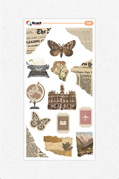Quart Aksesuar مجموعة ملصقات ذات طابع عتيق 001 ملصقات مفكرة ومجلة ملصقات للكمبيوتر المحمول
