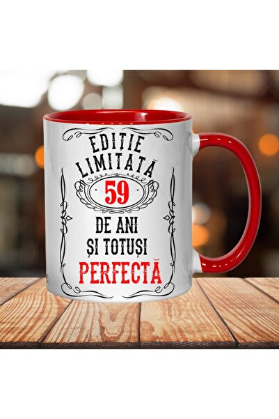 T&M Personalizare Personalized Mug - Limited Edition 59 Years and Perfect, Red Interior, 330 ml