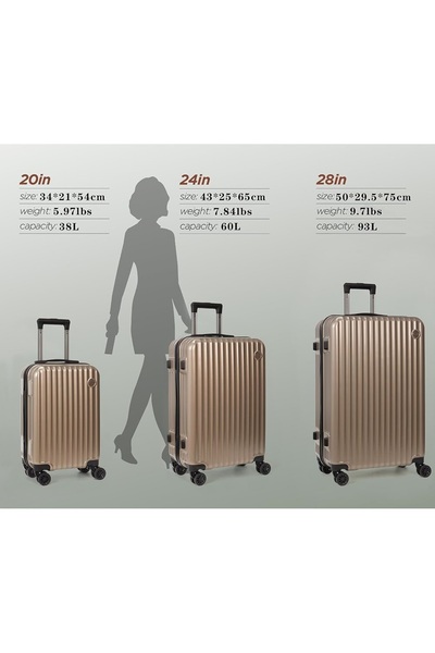 SUMAKA Luggage Travel Suitcase Trolley Bag - Set of 3 pcs - With Spinner Wheels (20”+24”+28” inch)