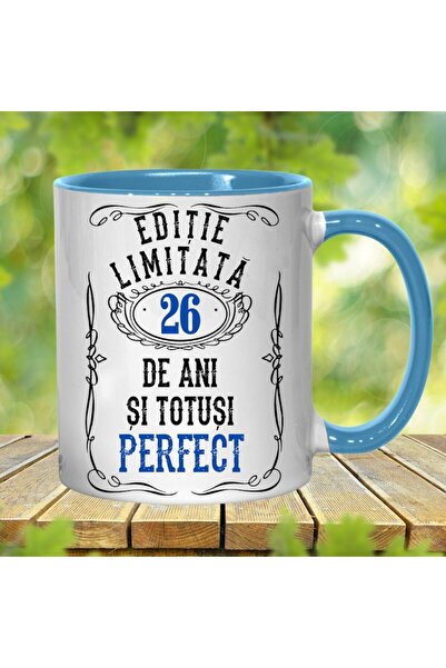 T&M Personalizare Cană personalizată - Ediție limitată 26 de ani și perfectă, albastră, 330 ml