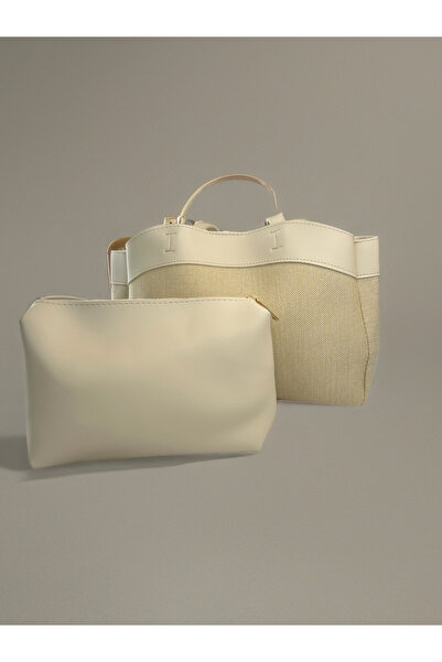 VELLA BAG Defne model krem kadın el ve omuz çantası