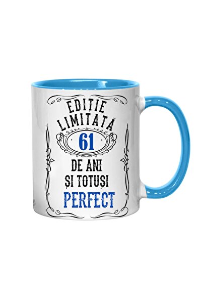 T&M Personalizare Personalized Mug - Limited Edition, 61 Years and Perfect, Blue Interior, 330 ml
