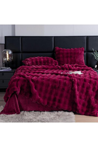 FIONNA.RO Fluffy Faux Fur Rabbit Bedding - Rabbit Luxury Edition - Raspberry Red
