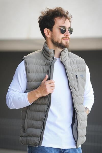 Oksit Doxfa Waterproof Pocket Zipper Detail Stand Collar Men's Puffer Vest