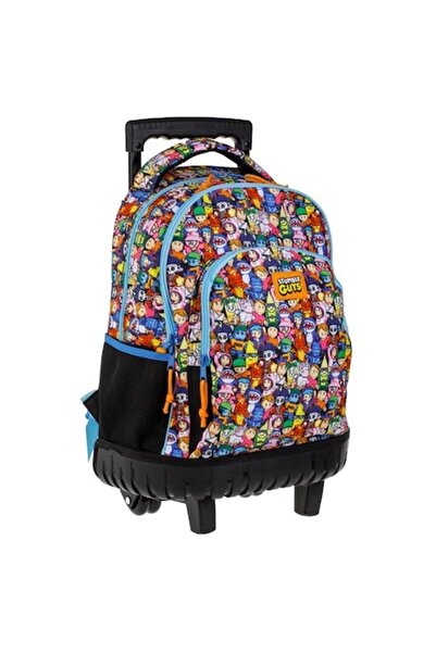 ANTBRO Ghiozdan Troler Stumble Guys, 2 compartimente, Negru cu Model Colorat,...