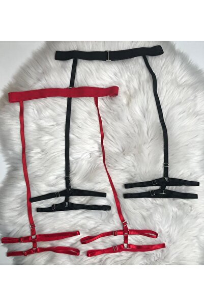 Masal Lingerie KADIN SİYAH KIRMIZI  TAKIM