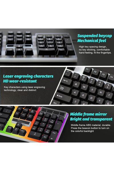 Generic SKY-TOUCH Gaming Keyboard and Mouse Combo (Wired, LED, Black)