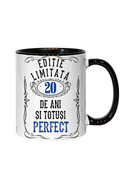 T&M Personalizare Cană personalizată - Ediție limitată 20 de ani și perfectă, neagră, 330 ml