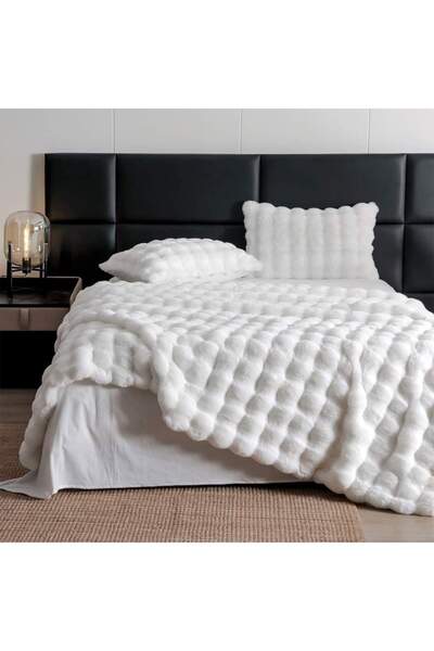 FIONNA.RO Fluffy Faux Fur Rabbit Bedding - Rabbit Luxury Edition - White