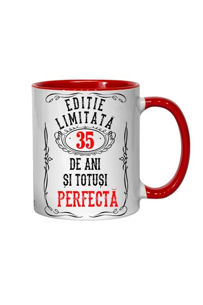 T&M Personalizare Personalized Mug - Limited Edition 35 Years and Perfect, Red Interior, 330 ml