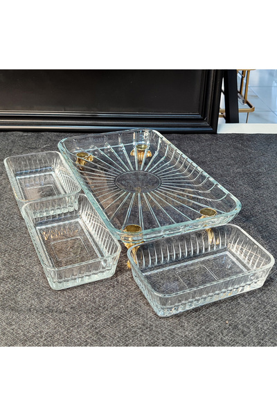 SEÇKİNEV Kuatre 4-Piece Pedestal Snack & Breakfast Bowl (Gold-Silver)