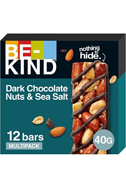 BE-KIND شوكولاتة داكنة بالمكسرات وملح البحر، عبوة من 12 قطعة، وزن كل منها 40 ...