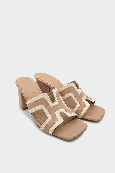 LamintaGlobal Oscar Nude Double Color Thick Heeled Women's Slippers
