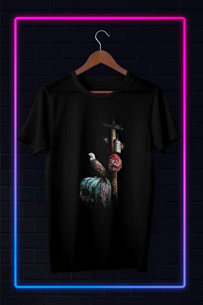 donamod Black -unisex -guard Eagle-illustration Drawing- Y-133