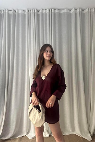 lizge giyim KETEN V YAKA GÖMLEK