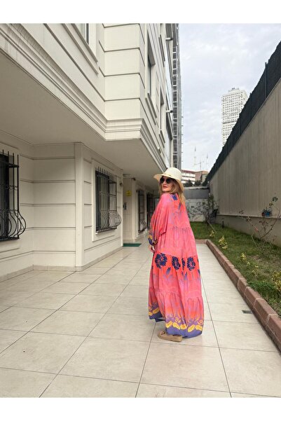 ANSEV BUTİK Alaçatı Stili Oversize Etnik Desenli Maxi Boy Elbise