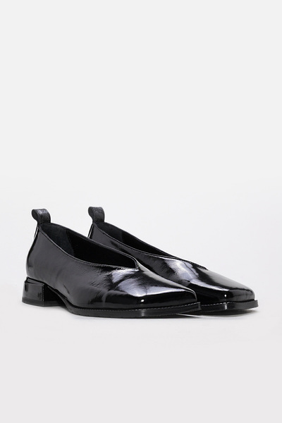 Ayakkabıhane Genuine Patent Leather Inside and Out Black Women's Short Heeled Shoes Ah0801026181005