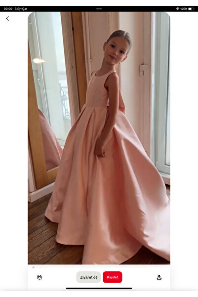 FİLİZ ŞANAL Kız Çocuk Abiye Elbise – Beyaz Prenses Model Fiyonk Detaylı Nikah & Düğün Elbisesi