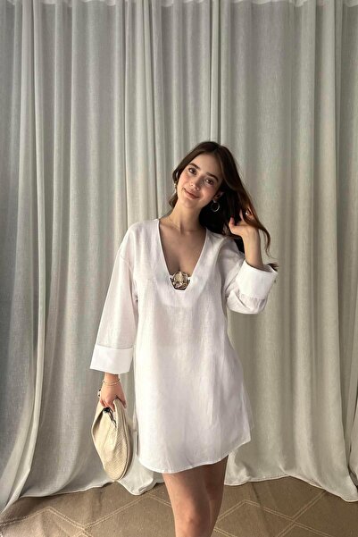 lizge giyim KETEN V YAKA GÖMLEK