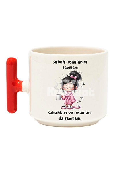 giftkonsept I Also Love Mornings Printed Funny Red t Handle Latte Cup Mug