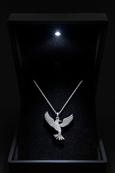 ZEY GÜMÜŞ (Işıklı Kutusunda) 925 Ayar Gümüş Anka Kuşu Kolye – Zarif ve Anlaml...