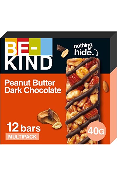 BE-KIND زبدة الفول السوداني والشوكولاتة الداكنة، عبوة من 12 قطعة × 40 غرام، خ...