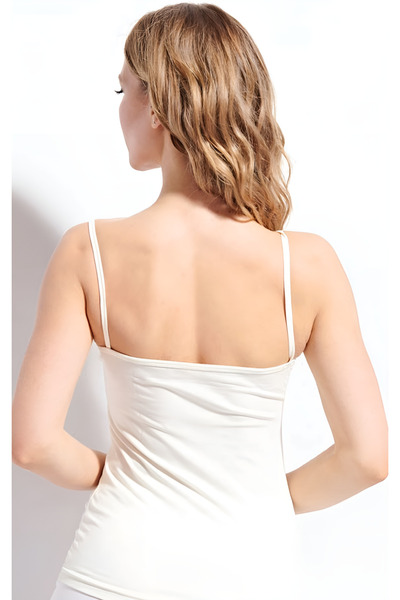 CottonVia 6 Pieces, Lycra & Cotton Thin Lace, String Straps, Women's Tank Top 92% Cotton, 8% Lycra
