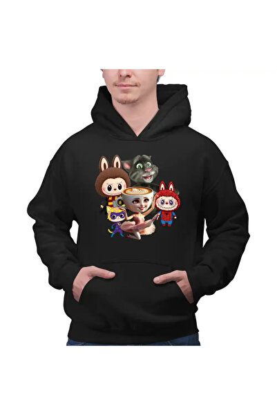 OEM Ανδρικό Φούτερ με Κουκούλα Talking Tom Labubu Harry Potter Ballerina Spid...