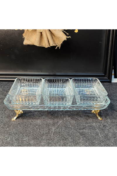 SEÇKİNEV Kuatre 4-Piece Pedestal Snack & Breakfast Bowl (Gold-Silver)