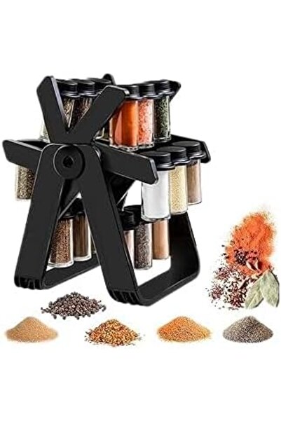 Generic 360 Degree Rotating Spice Rack - Adjustable Kitchen Organizer with 18 Spice Jars