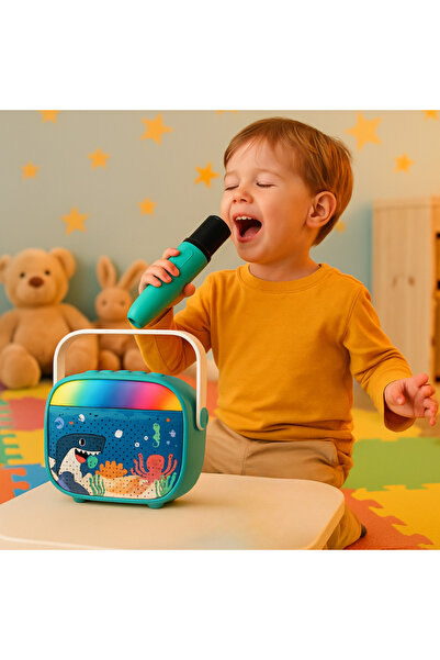 LUDIRO Παιδικό σετ καραόκε Ocean με ασύρματο μικρόφωνο, Bluetooth και διαδρασ...