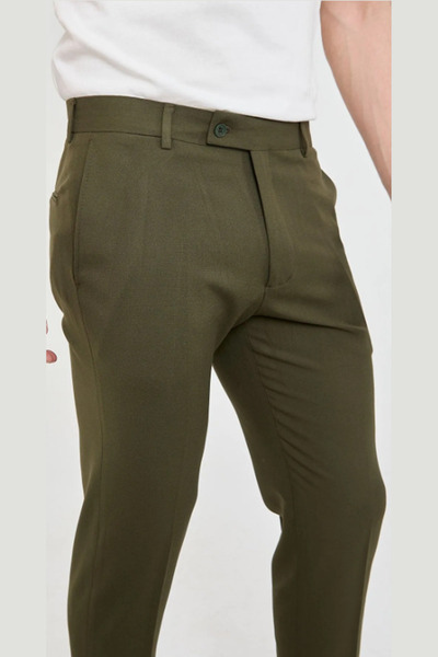 wodelli Men's Flexible Side Pocket Ankle Length Canvas Cut Black Trousers