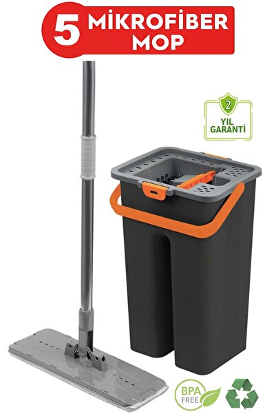 abnturk Microfiber Tablet Mop 5 Paspaslı Temizlik Seti 6+6=12 Litre