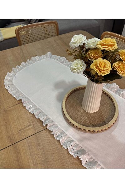 NURGİTA HOME 100% бавовна Duck Linen Fisto з рюшами Овальний бігунок (40x110)