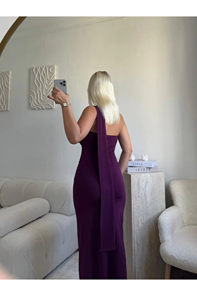 Zora Butik Boyun Bağlamalı Drapeli Elbise - MOR