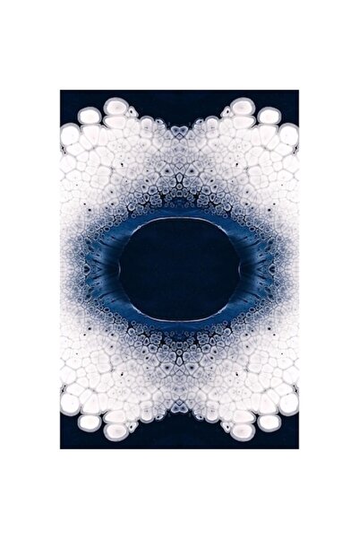 OEM Tablou Canvas Premium, Abstract celule microscop alb albastru forma ochi, 50 x 60 cm